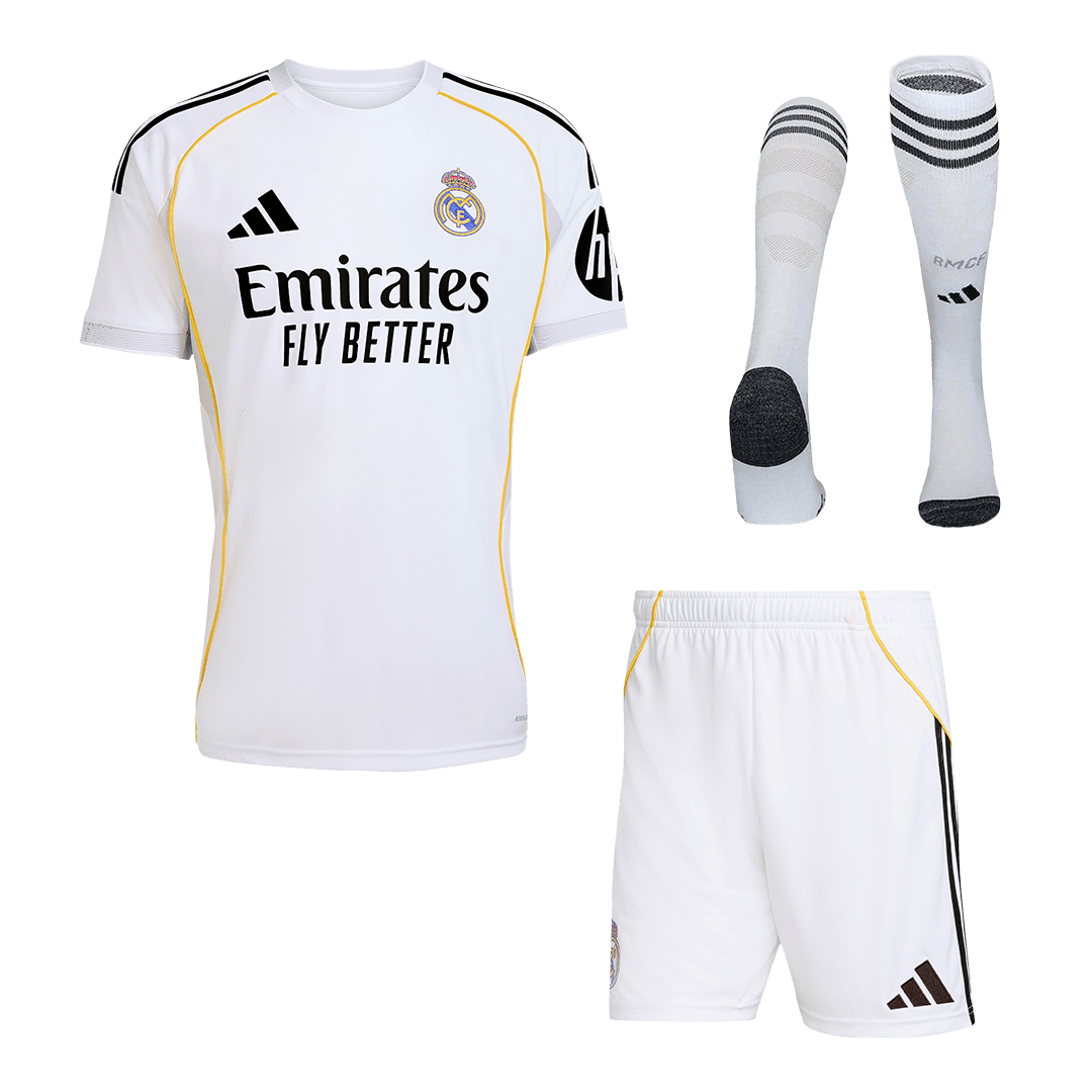Maillot de football domicile Real Madrid 2025/26 pour homme - Kit complet [PREMIUM]