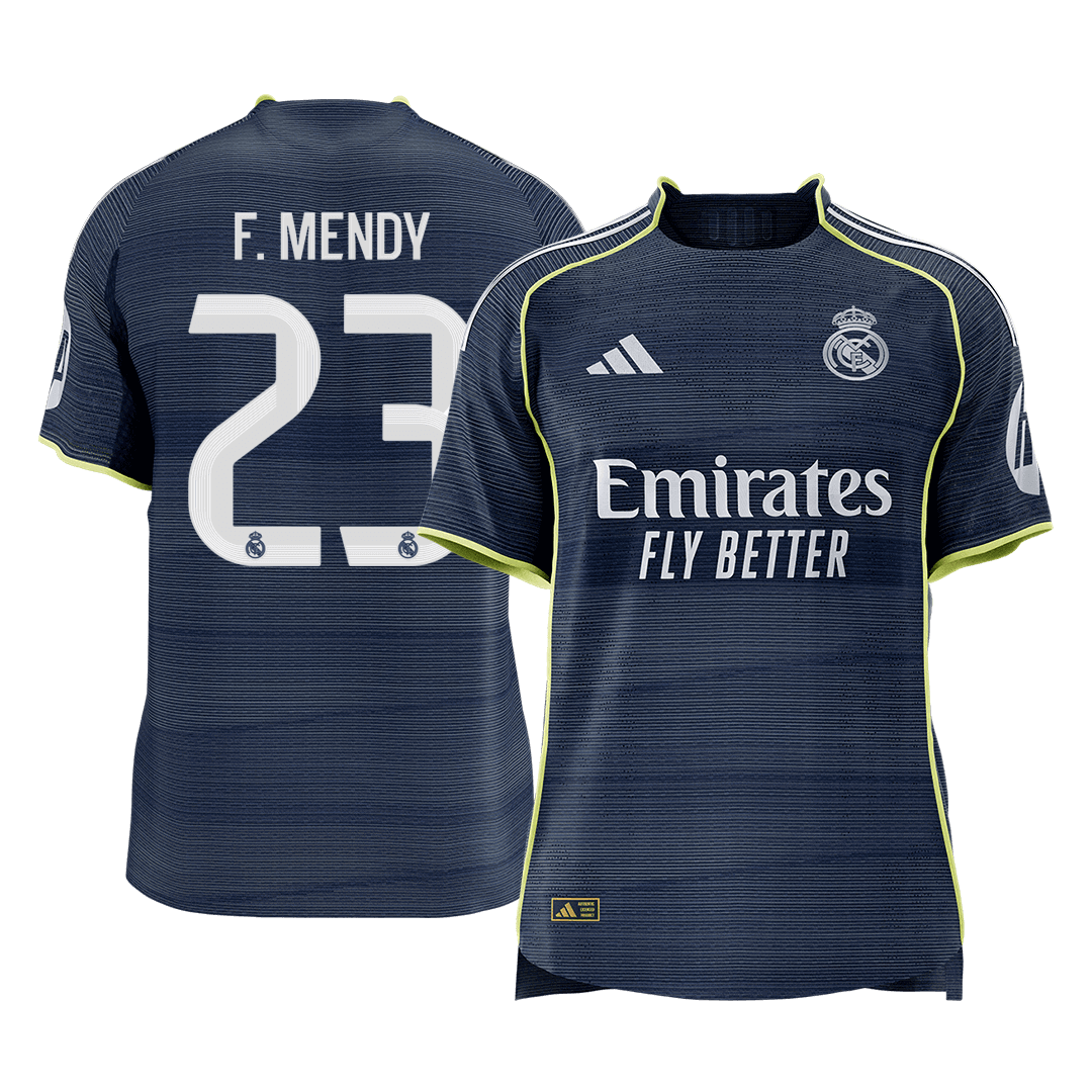 Maillot de football extérieur F.MENDY #23 Real Madrid saison 2025/26 version joueur pour homme - Coupe ajustée [PREMIUM]