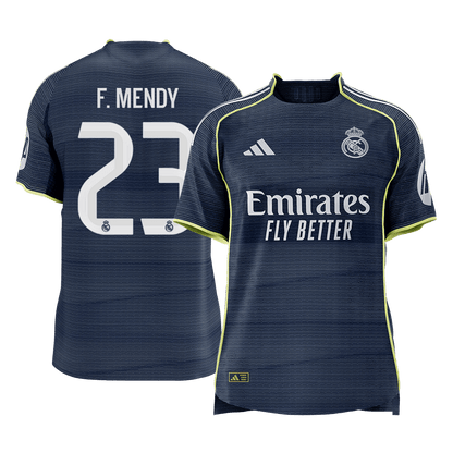 Maillot de football extérieur F.MENDY #23 Real Madrid saison 2025/26 version joueur pour homme - Coupe ajustée [PREMIUM]