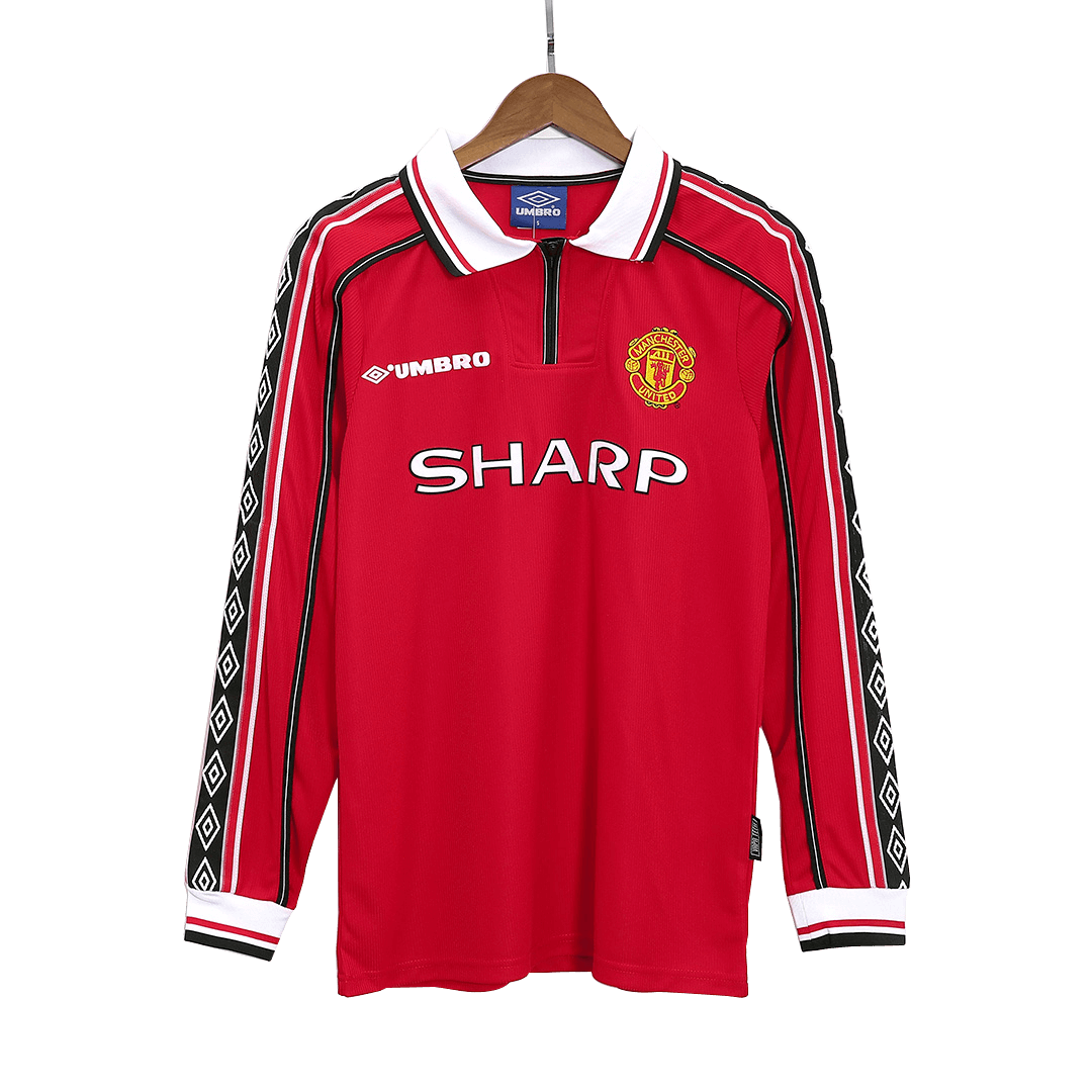 Maillot de Foot Rétro Homme Manchester United Domicile 1998/99 Manches Longues