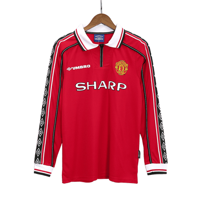 Maillot de Foot Rétro Homme Manchester United Domicile 1998/99 Manches Longues