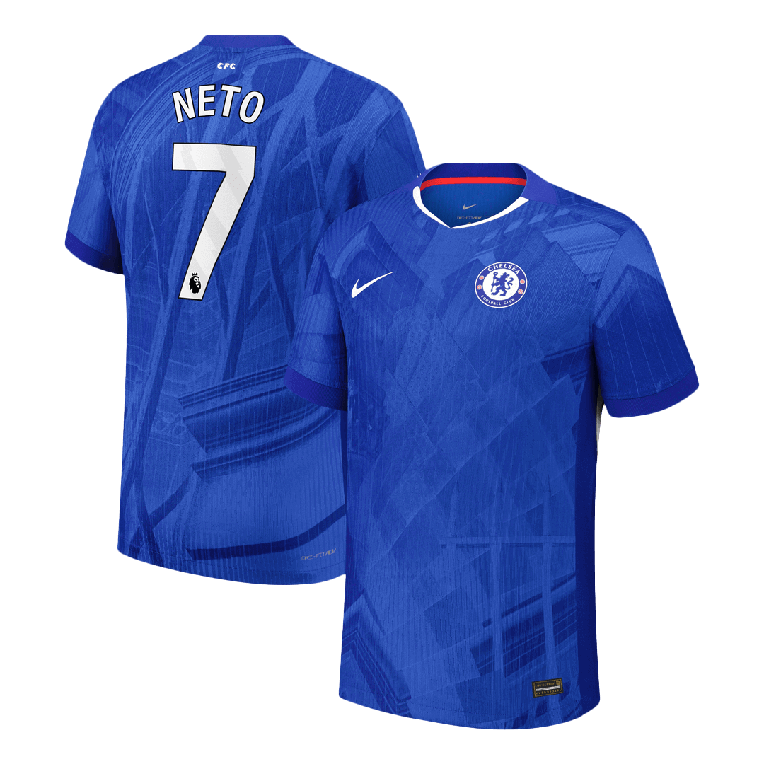 Maillot de foot domicile NETO #7 pour homme Chelsea 2025/26, version joueur - Coupe ajustée