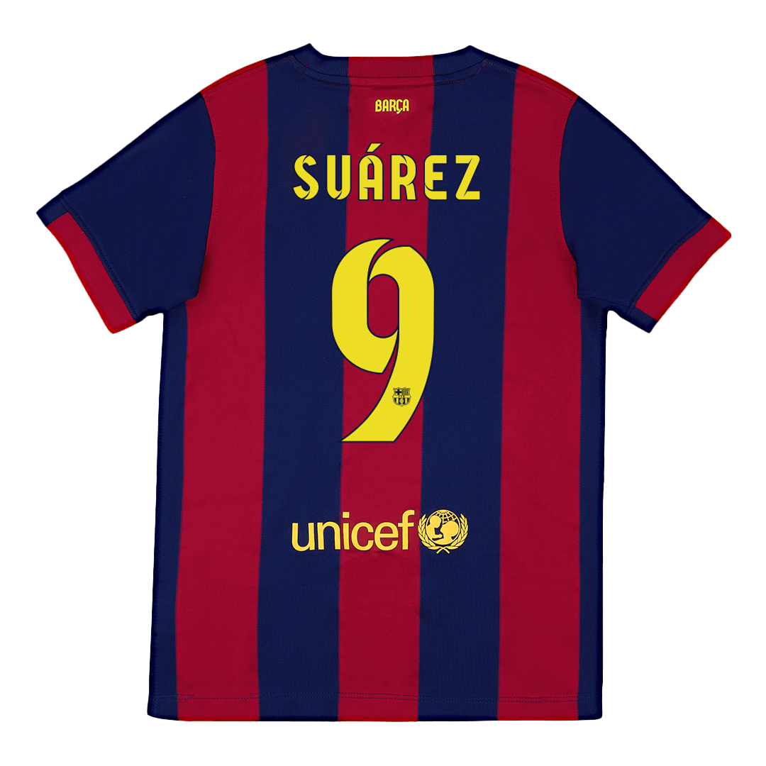 Maillot de football domicile rétro Suárez #9 pour homme Barcelone 2014/15