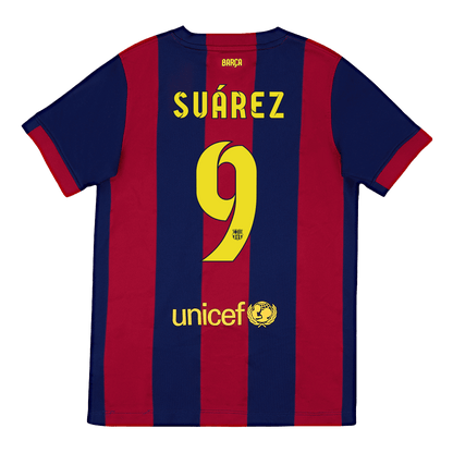 Maillot de football domicile rétro Suárez #9 pour homme Barcelone 2014/15