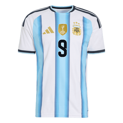 Maillot de football domicile J.ÁLVAREZ #9 Argentine Coupe du Monde 2026 version joueur homme - Coupe ajustée