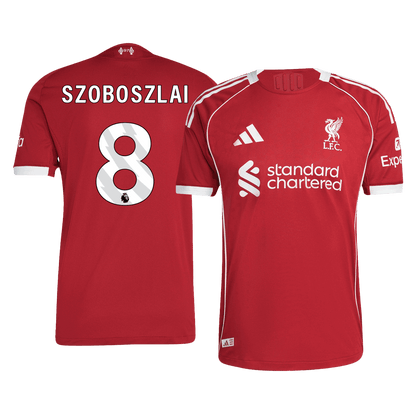 Maillot de football domicile homme SZOBOSZLAI #8 version joueur Liverpool 2025/26 - Coupe slim