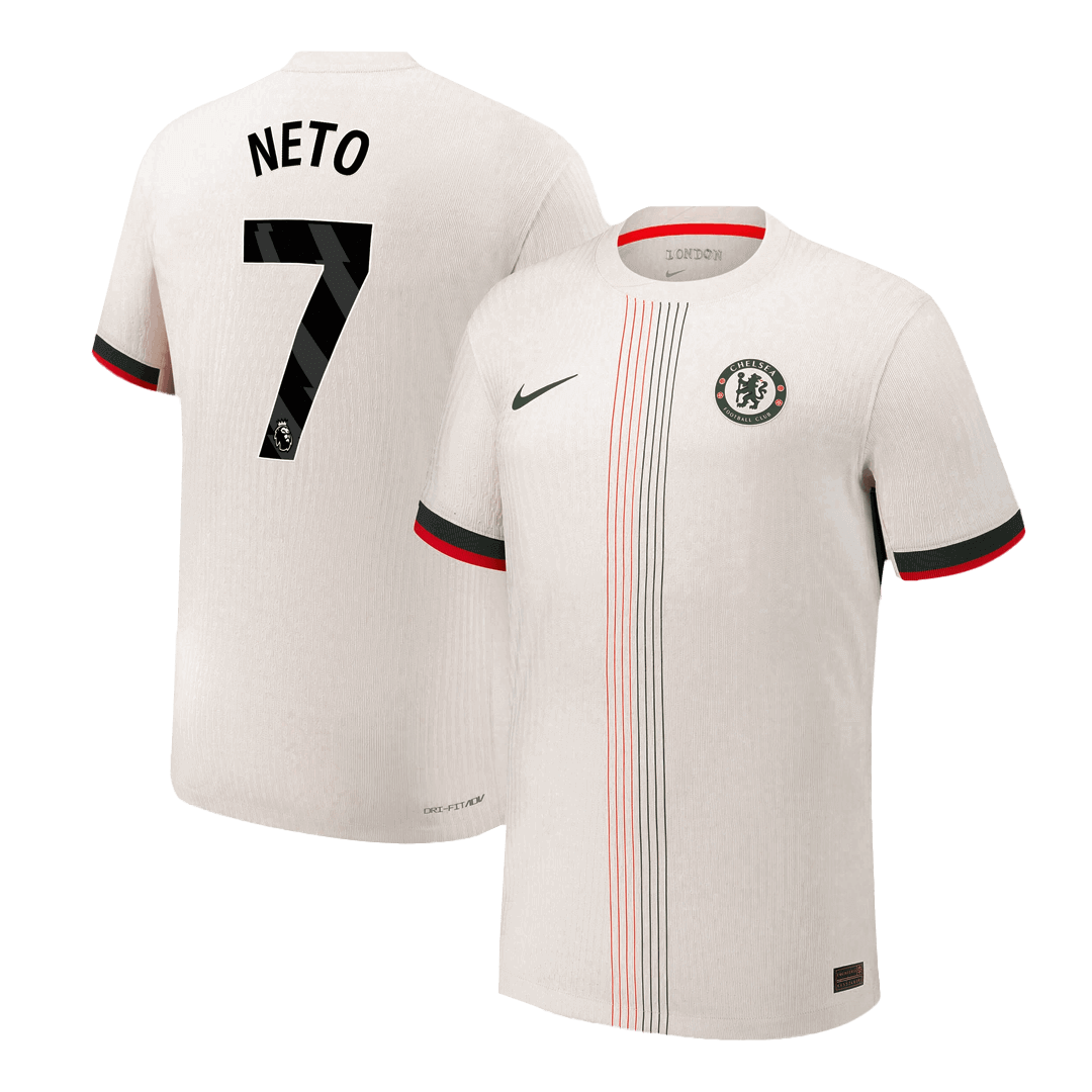 Maillot de football NETO #7 extérieur version joueur Chelsea 2025/26 pour homme - Coupe ajustée