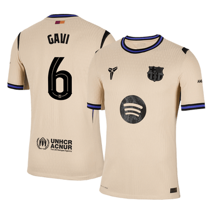 Maillot de foot GAVI #6 Barcelone UCL 2025/26 pour homme - Version joueur - Extérieur - Coupe ajustée