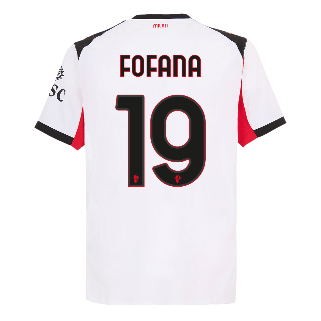 Maillot de football FOFANA #19 AC Milan 2025/26 pour homme - Version joueur extérieur - Coupe ajustée