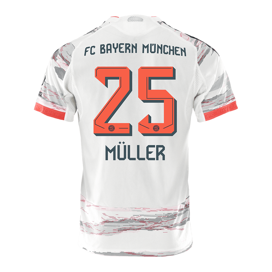 MÜLLER #25 Maillot de Foot Extérieur Bayern Munich 2025/26 Version Joueur Homme - Coupe Slim