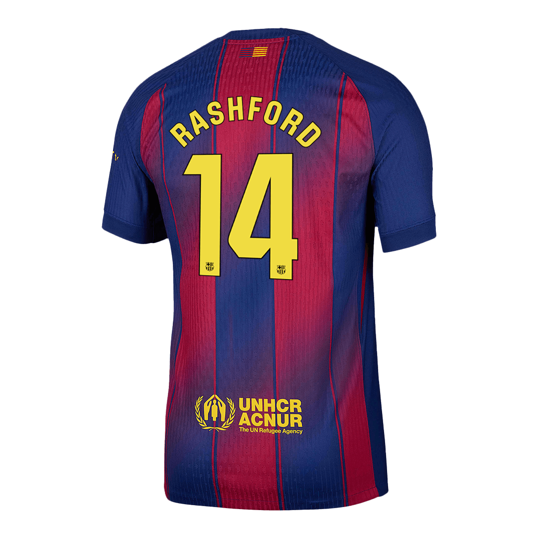 Maillot de football domicile RASHFORD #14 pour homme version joueur Barcelone 2025/26 - Coupe slim