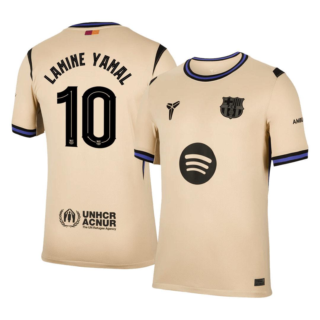 Maillot de football LAMINE YAMAL #10 Barcelone Ligue des Champions 2025/26 extérieur homme