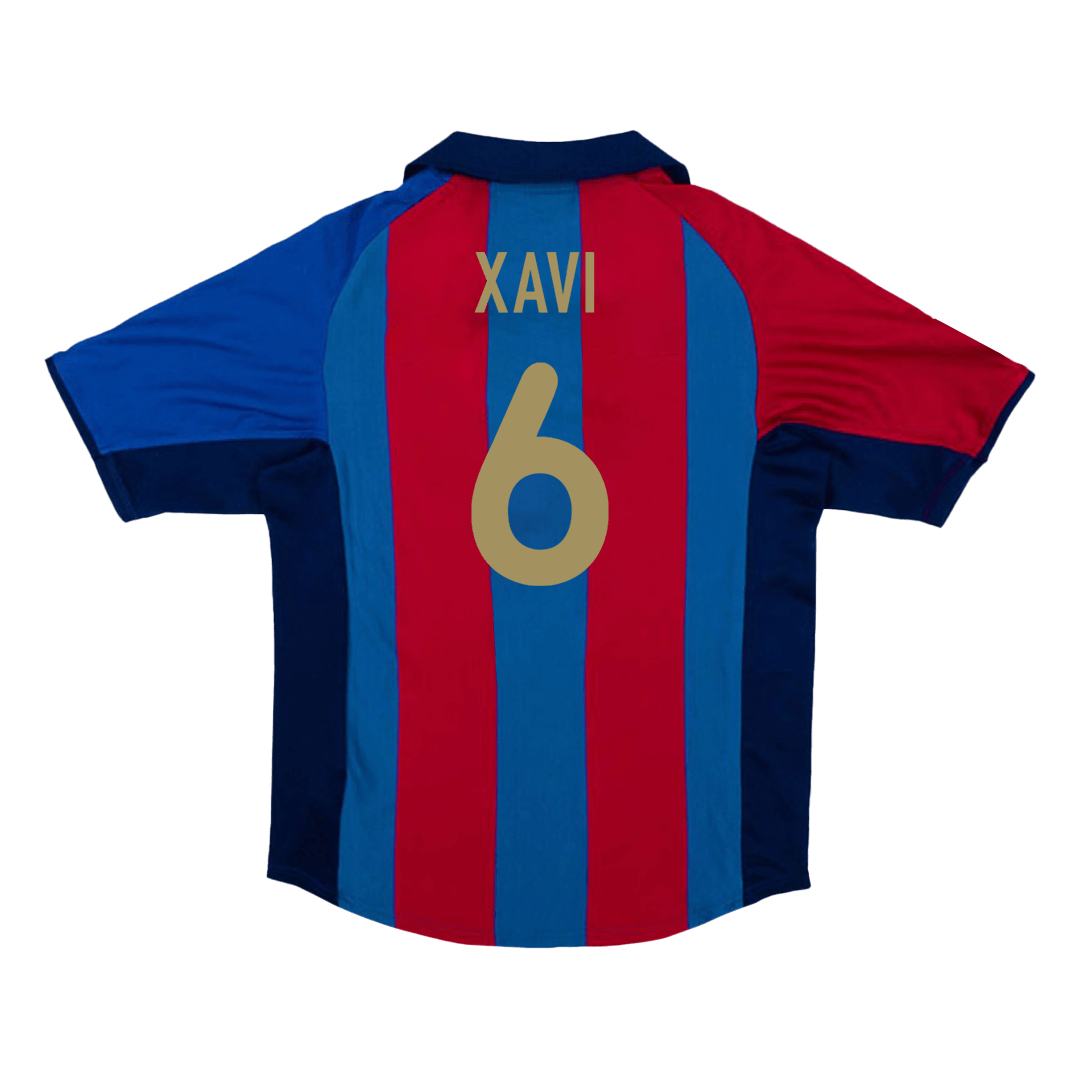 Maillot de foot domicile rétro XAVI #6 Barcelone 2001/02 pour homme