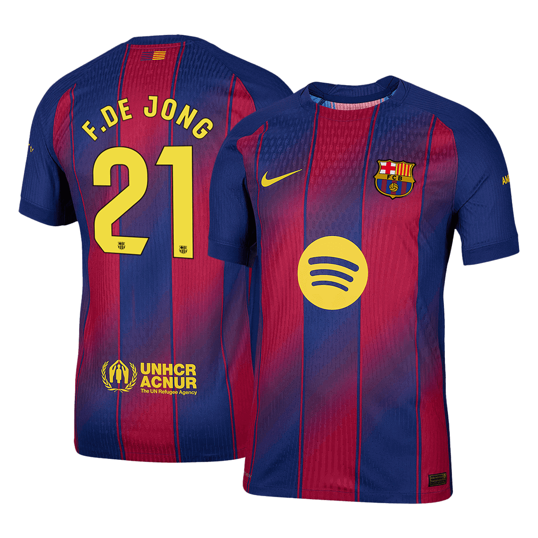 Maillot de football domicile F.DE JONG #21 Barcelone 2025/26 - Version Joueur Homme - Coupe ajustée