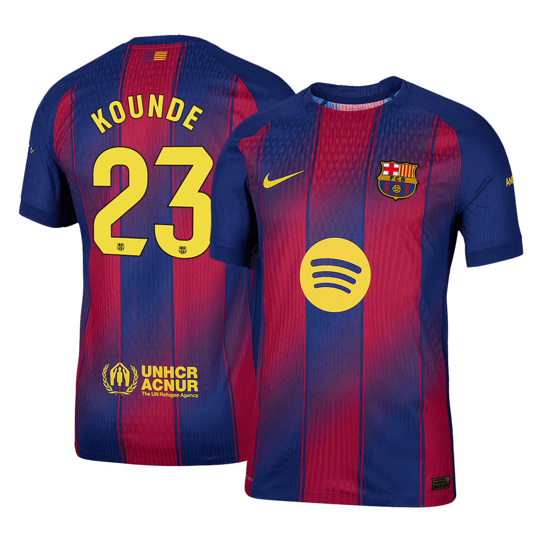 Maillot de football domicile KOUNDE #23 Barcelone 2025/26 version joueur homme - Coupe ajustée