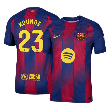 Maillot de football domicile KOUNDE #23 Barcelone 2025/26 version joueur homme - Coupe ajustée