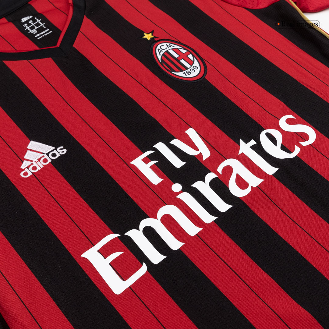 Maillot de football rétro AC Milan domicile manches longues 2013/14 pour homme
