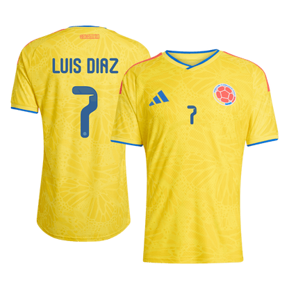 Maillot de Foot Domicile Homme Colombie Coupe du Monde 2026 LUIS DíAZ #7 - Version Joueur - Coupe Ajustée
