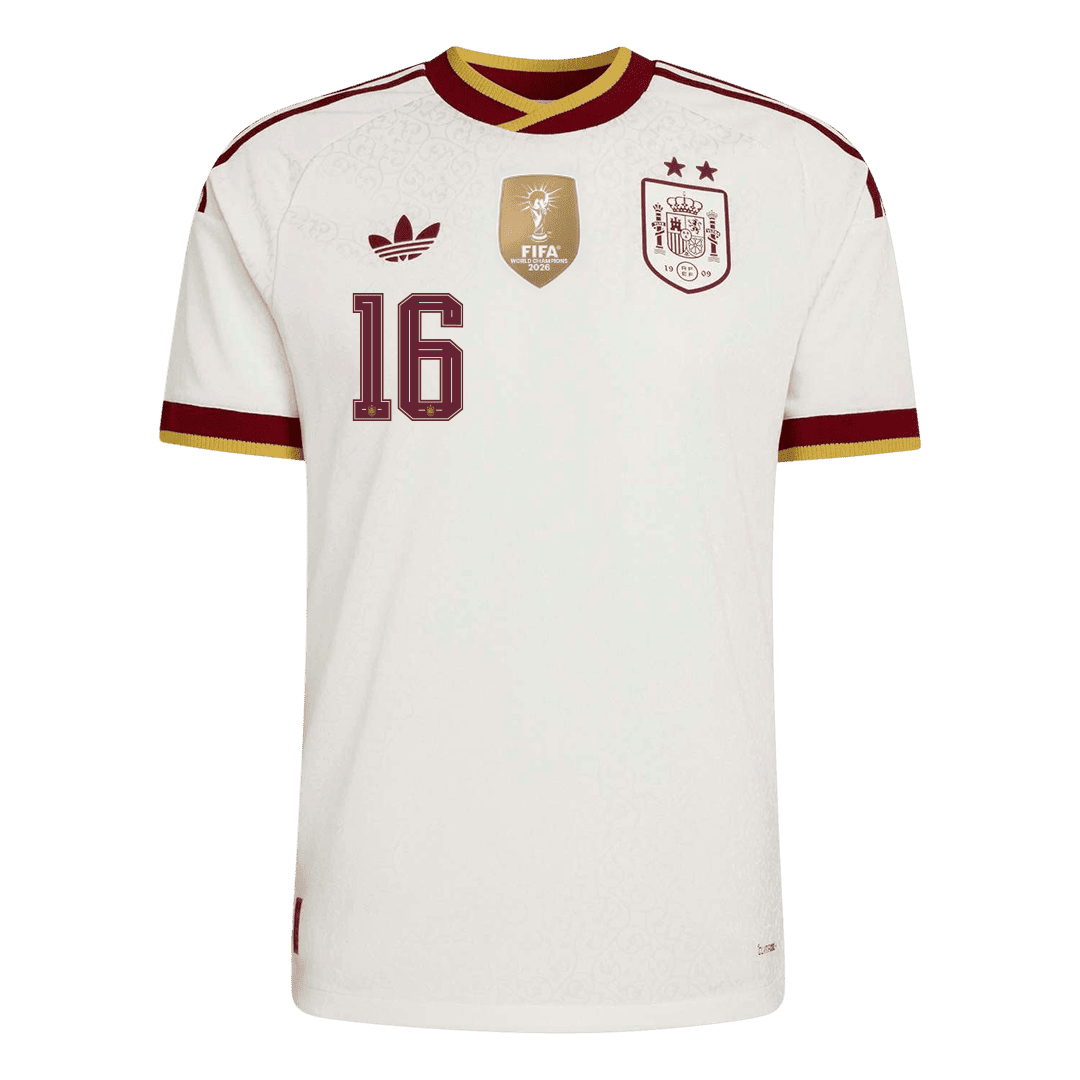 RODRIGO #16 Men's Spain World Cup 2026 Player Version Champion Edition Away Soccer Jersey