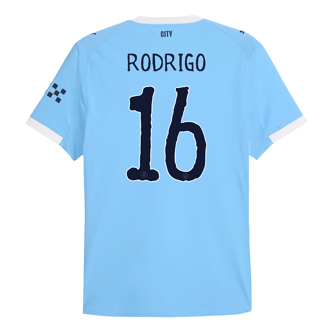 Maillot de football domicile RODRIGO #16 Manchester City Coupe du Monde 2025/26 version joueur pour homme - Coupe ajustée