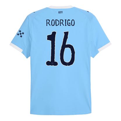Maillot de football domicile RODRIGO #16 Manchester City Coupe du Monde 2025/26 version joueur pour homme - Coupe ajustée