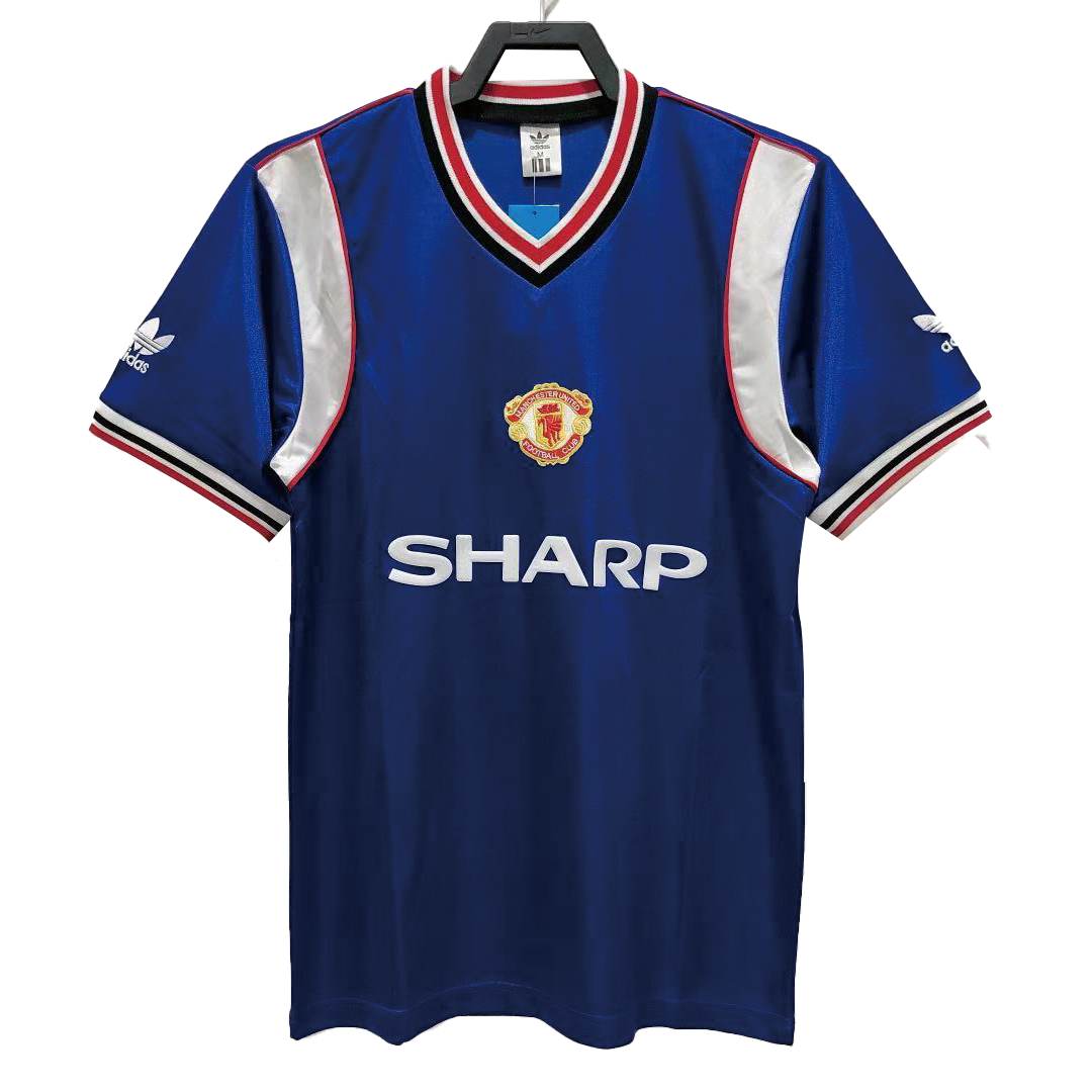 Maillot de football rétro Manchester United 1985 extérieur troisième.