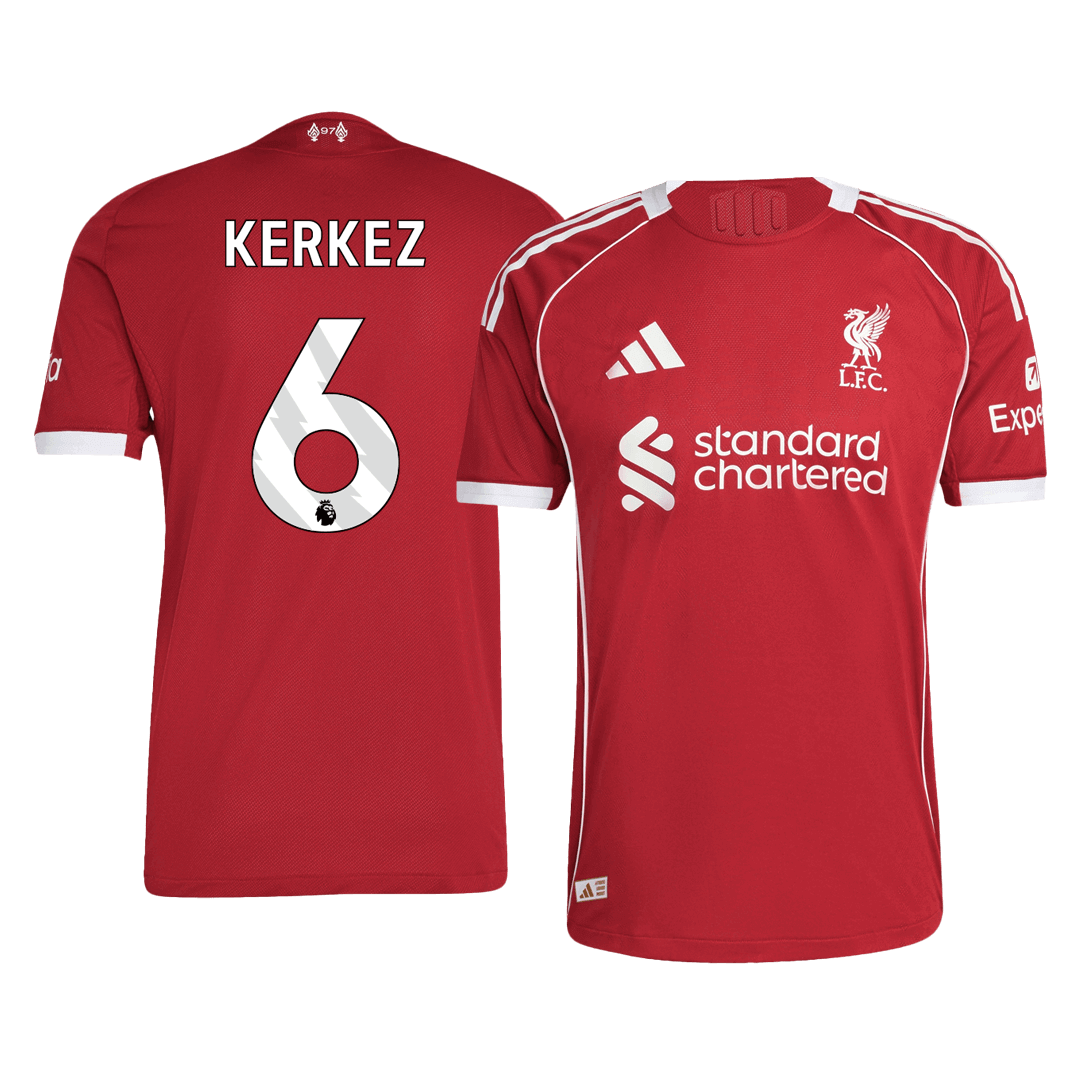 Maillot de foot domicile Liverpool 2025/26 pour homme - Version joueur KERKEZ #6 - Coupe ajustée