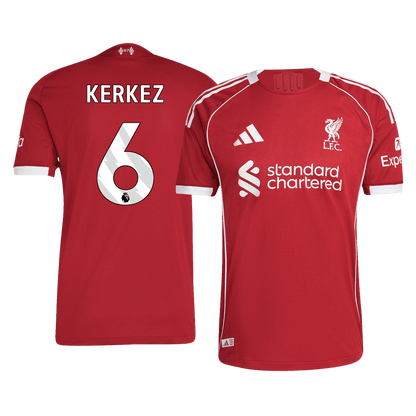 Maillot de foot domicile Liverpool 2025/26 pour homme - Version joueur KERKEZ #6 - Coupe ajustée