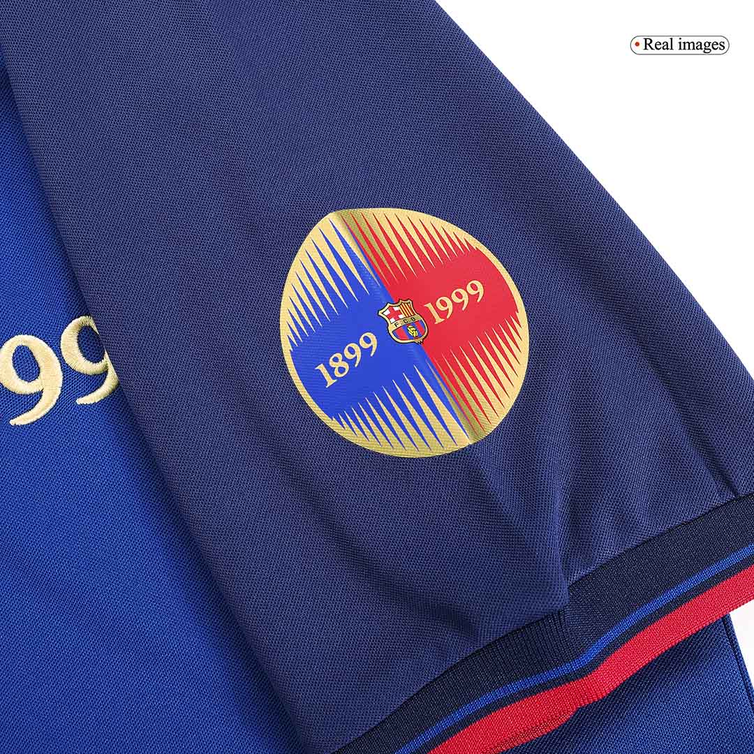 Maillot de football rétro domicile homme Barcelone 1999/00 KLUIVERT #9