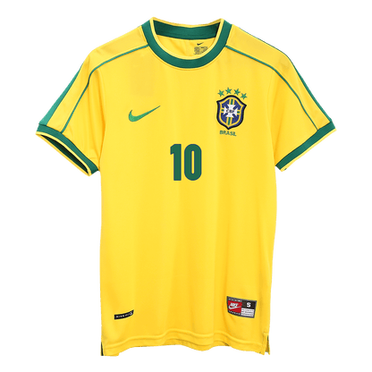 Maillot de football domicile homme Brésil Coupe du Monde 1998 RÉTRO RIVALDO #10