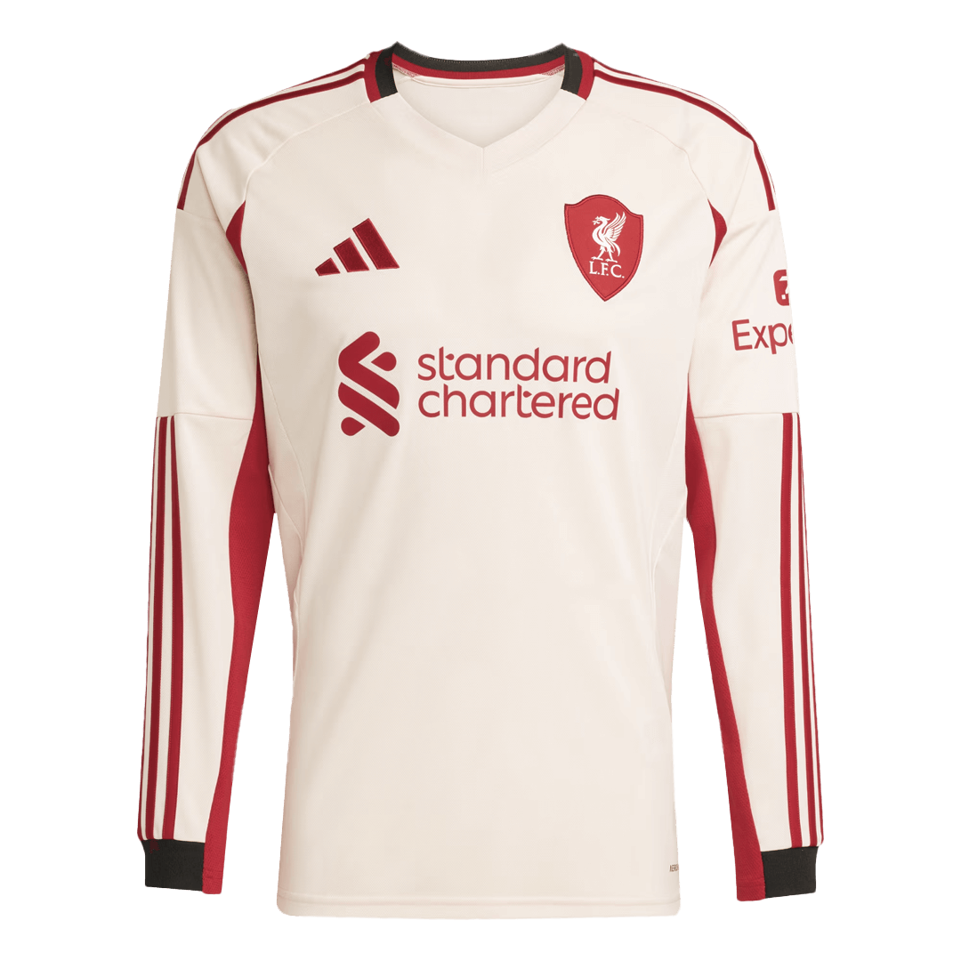 Maillot de football manches longues extérieur Liverpool 2025/26 pour homme