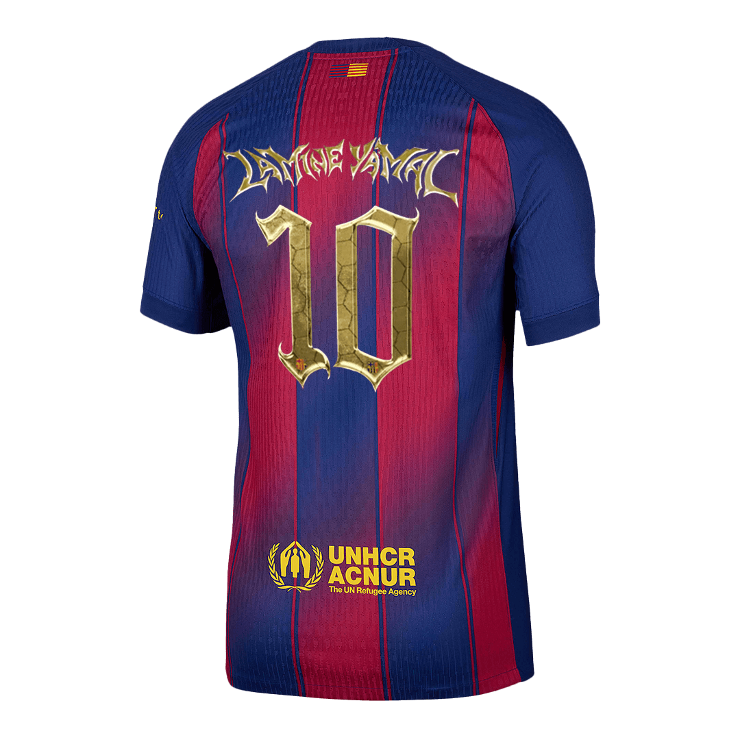 Maillot de football domicile Lamine Yamal #10 FC Barcelone version joueur 2025/26 pour homme - Coupe slim