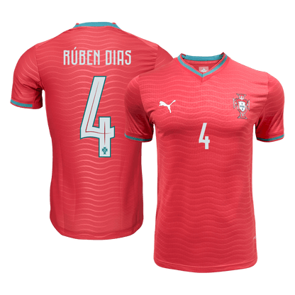 Maillot de football domicile RÚBEN DIAS #4 Coupe du Monde Portugal 2026 pour homme - Version joueur - Coupe ajustée