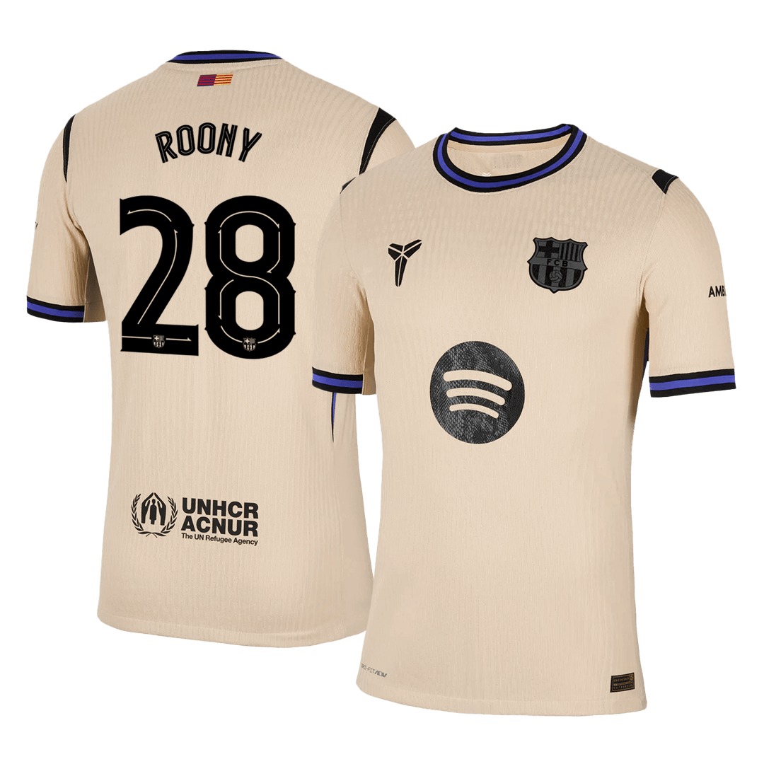 Maillot de football extérieur ROONY #28 FC Barcelone UCL 2025/26 - Version joueur - Coupe ajustée pour homme