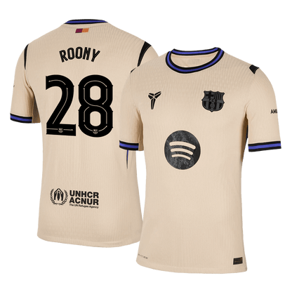 Maillot de football extérieur ROONY #28 FC Barcelone UCL 2025/26 - Version joueur - Coupe ajustée pour homme