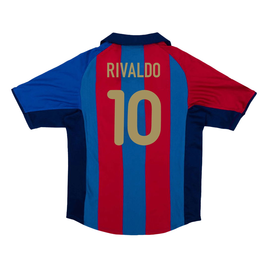 Maillot de football domicile homme du FC Barcelone 2001/02 Rétro RIVALDO #10