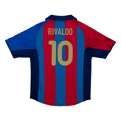 Maillot de football domicile homme du FC Barcelone 2001/02 Rétro RIVALDO #10