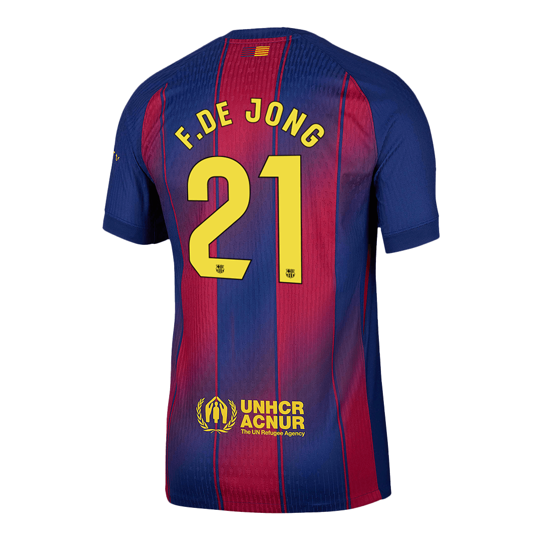 Maillot de football domicile F.DE JONG #21 Barcelone 2025/26 - Version Joueur Homme - Coupe ajustée