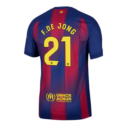 Maillot de football domicile F.DE JONG #21 Barcelone 2025/26 - Version Joueur Homme - Coupe ajustée