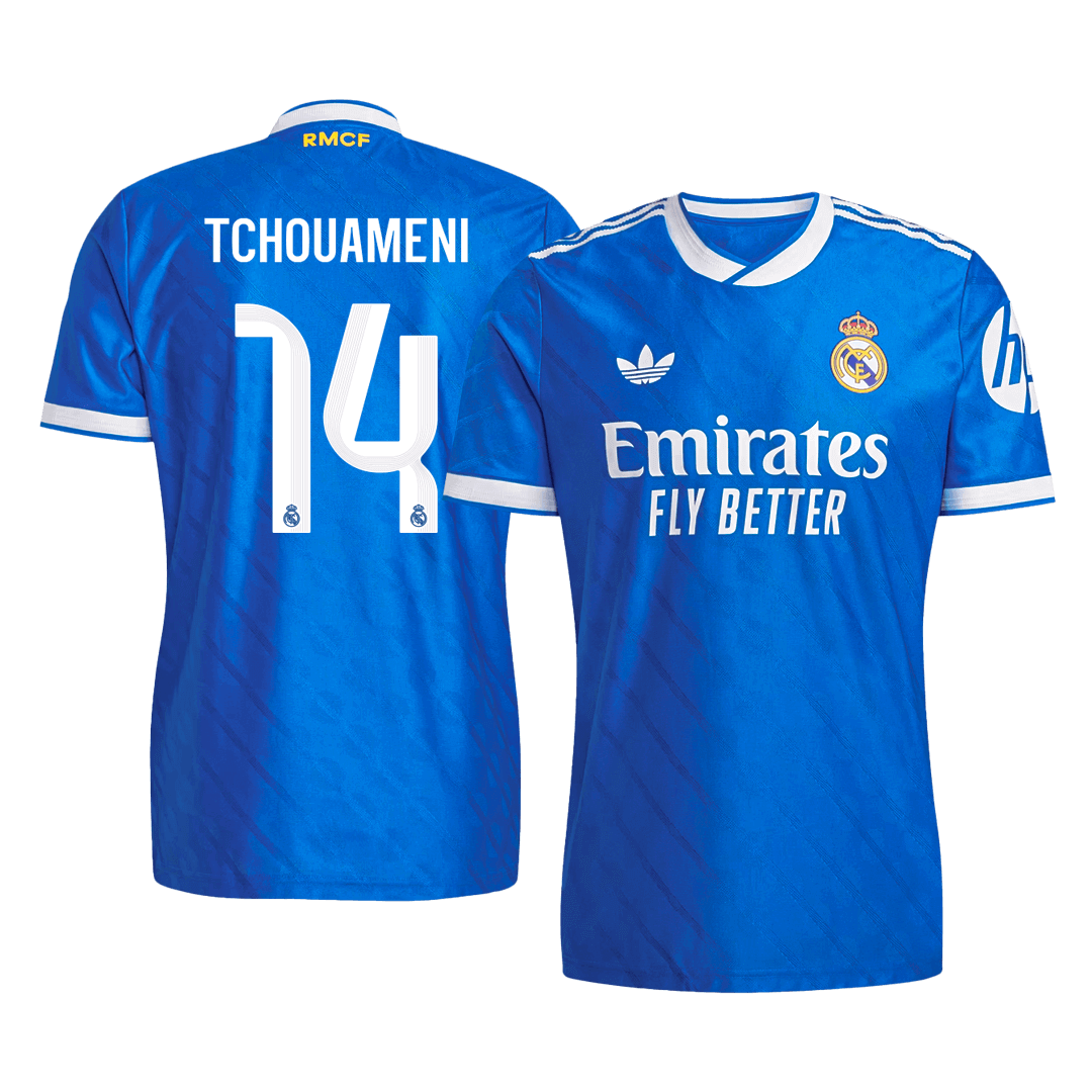 Maillot de foot extérieur Real Madrid 2025/26 version joueur TCHOUAMENI #14 pour homme - Coupe slim