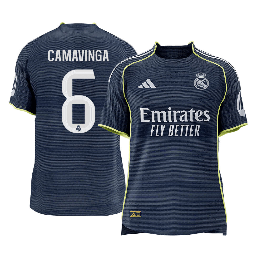 Maillot de foot extérieur Real Madrid 2025/26 CAMAVINGA #6 pour homme - Version joueur - Coupe ajustée [PREMIUM]