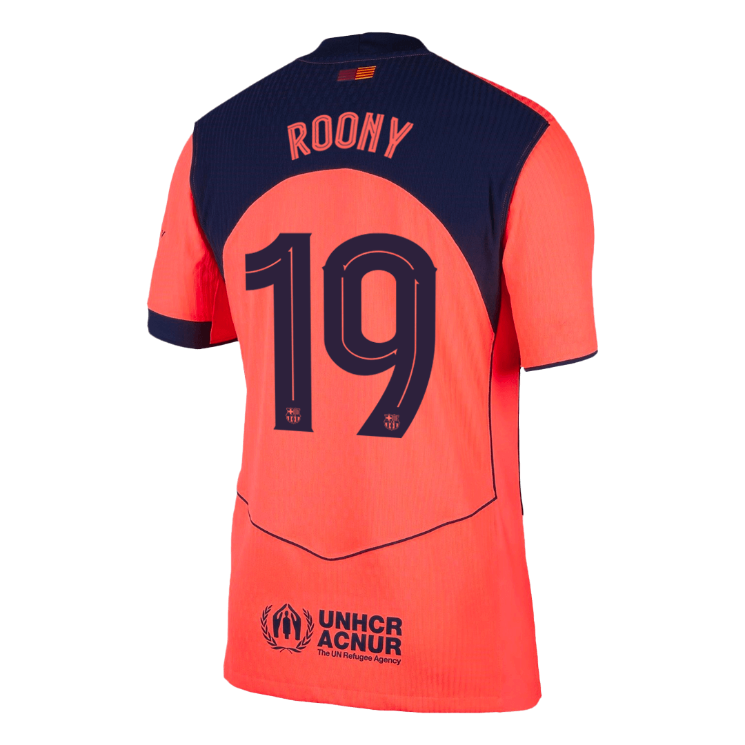 Maillot de foot ROONY #19 Barcelone UCL 2025/26 pour homme - Version joueur - Troisième maillot extérieur - Coupe ajustée