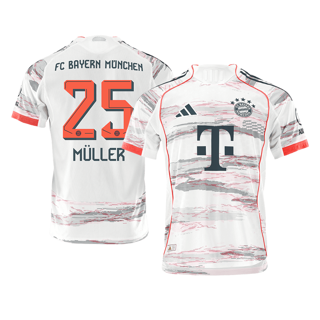 MÜLLER #25 Maillot de Foot Extérieur Bayern Munich 2025/26 Version Joueur Homme - Coupe Slim