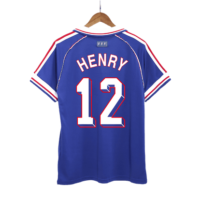 Maillot de football rétro domicile homme France Coupe du Monde 1998 HENRY #12
