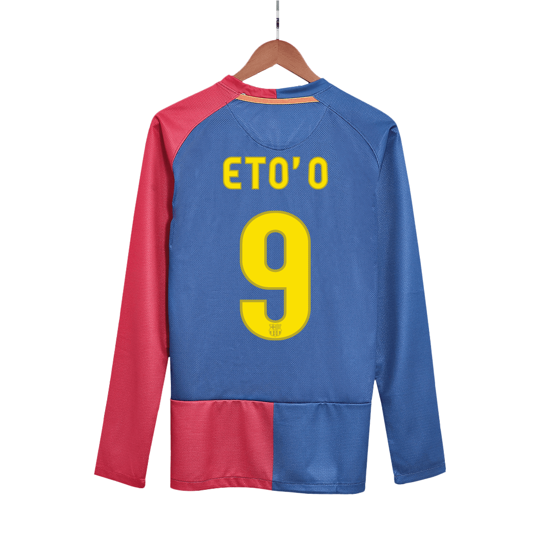 Maillot de football rétro ETO'O #9 Barcelone Domicile Manches Longues Finale UCL 2008/09 pour homme