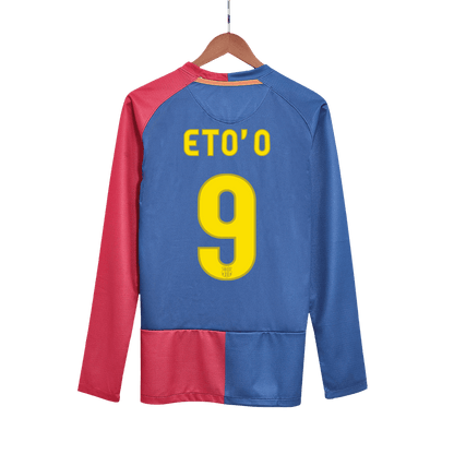 Maillot de football rétro ETO'O #9 Barcelone Domicile Manches Longues Finale UCL 2008/09 pour homme