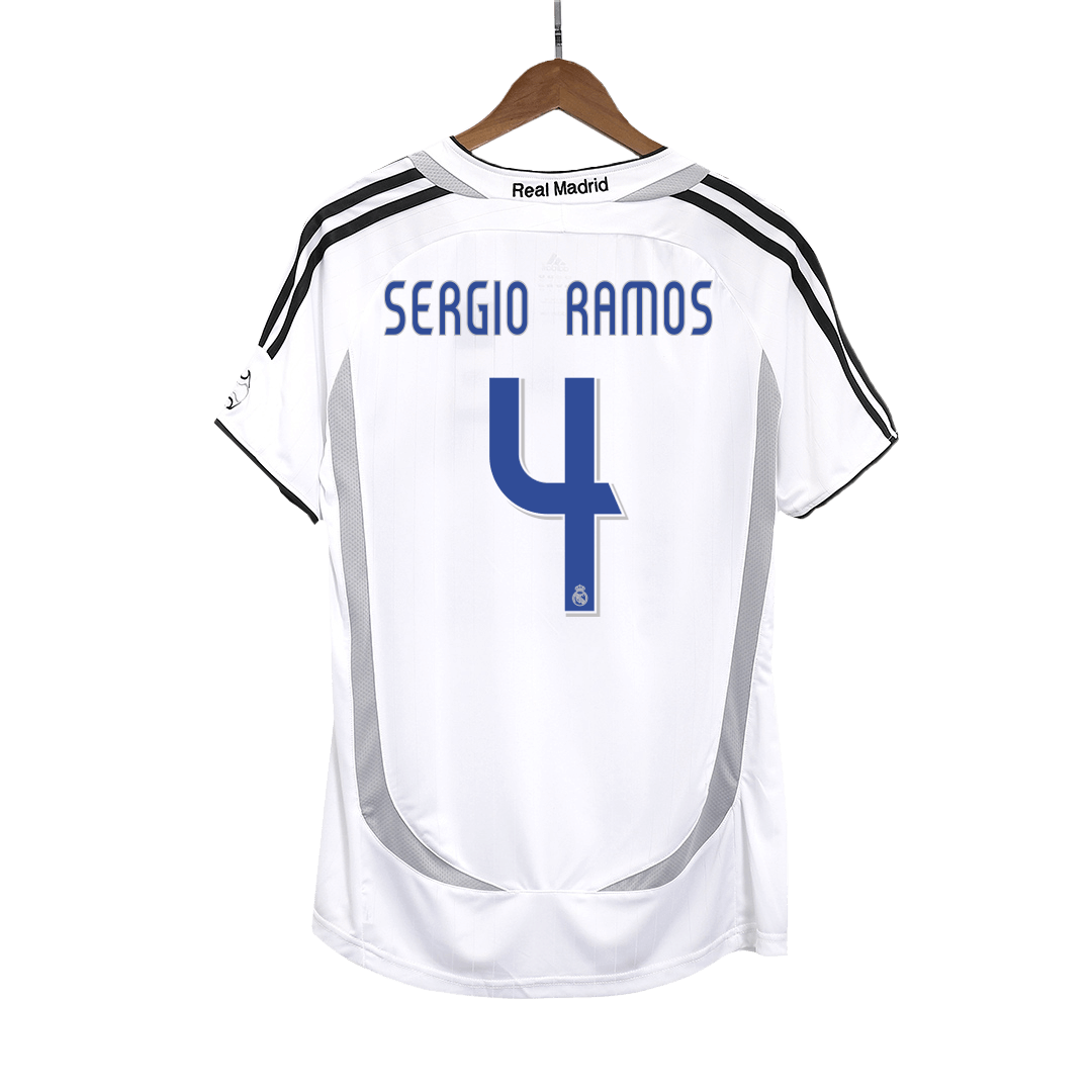 Maillot de football vintage pour homme Real Madrid 2006/07 domicile SERGIO RAMOS #4