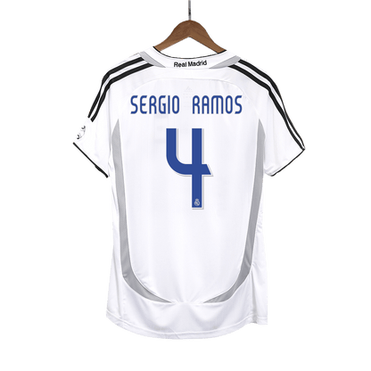 Maillot de football vintage pour homme Real Madrid 2006/07 domicile SERGIO RAMOS #4