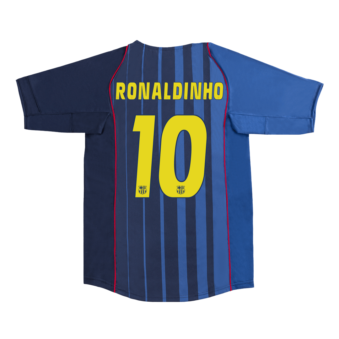 Maillot de football rétro extérieur Barcelone 2004/05 homme RONALDINHO #10