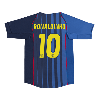 Maillot de football rétro extérieur Barcelone 2004/05 homme RONALDINHO #10